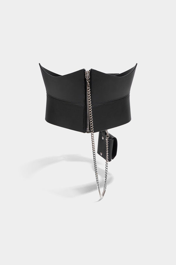 CHAIN ZIP POCKET CORSET BLACK