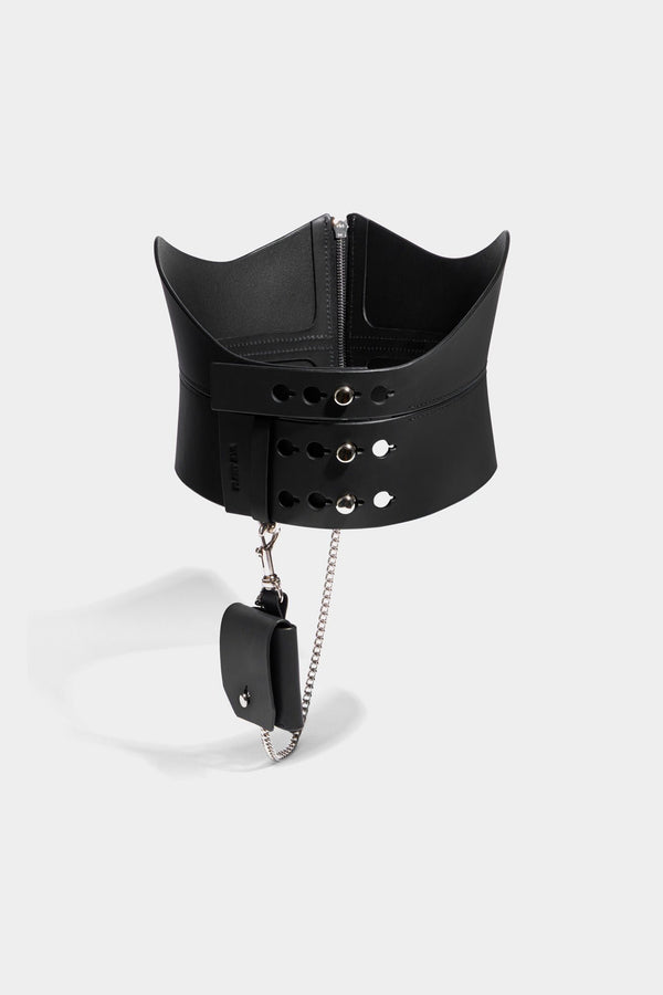 CHAIN ZIP POCKET CORSET BLACK