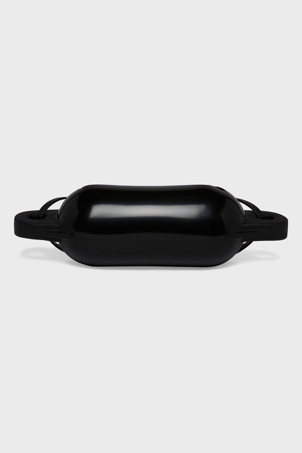 SMALL BUOY HANDBAG WITH LEATHER STRAP BLACK METAL