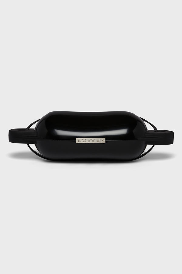 SMALL BUOY HANDBAG WITH LEATHER STRAP BLACK METAL