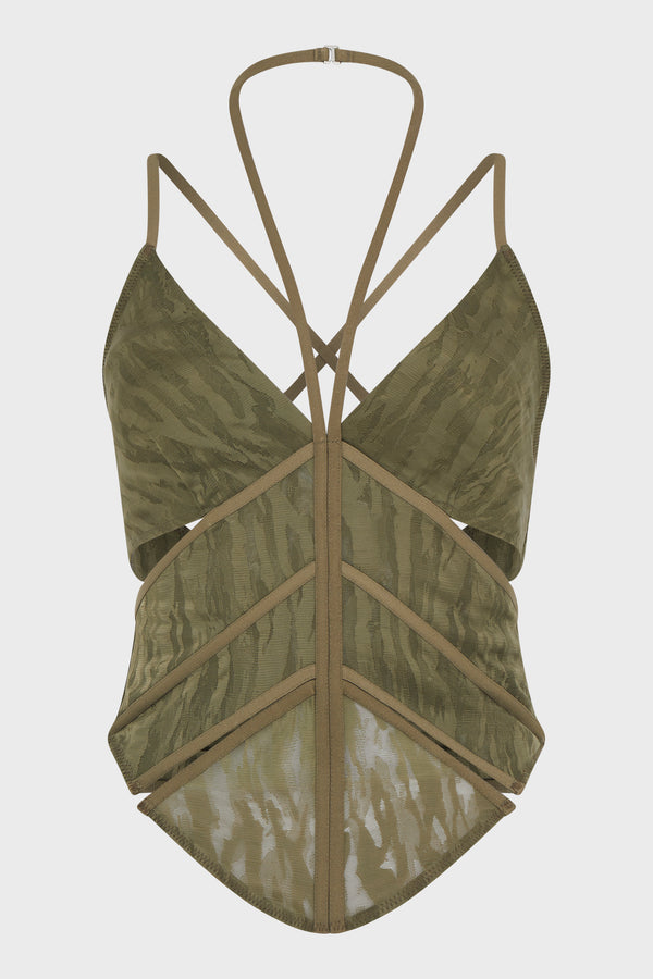 MILITARY GREEN CAMO LACE CORSET