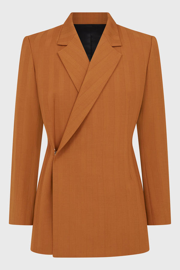 EGONIC DOUBLE BREASTED JACKET ORANGE STRIPES WOOL