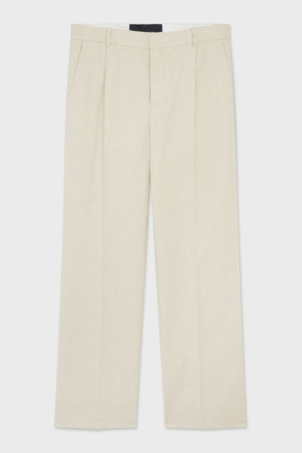 CLASSIC TROUSERS WHITH PLEAT LINEN TWILL SAND