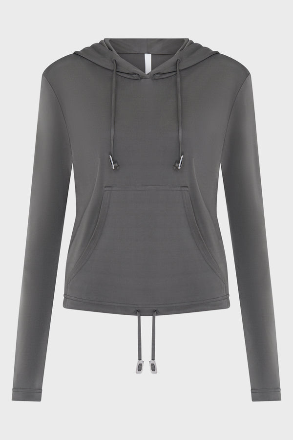 LUSTROUS SHRUNKEN HOODIE MERCURY