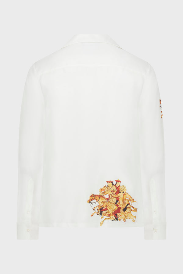 HUN BATTLE PRINT LAKE GENEVA SHIRT IVORY / MULTI