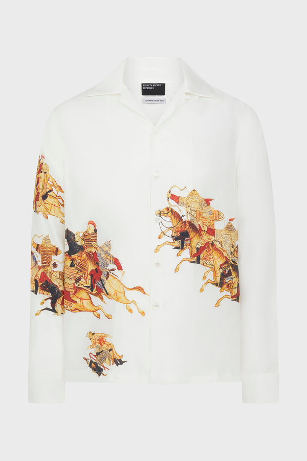 HUN BATTLE PRINT LAKE GENEVA SHIRT IVORY / MULTI