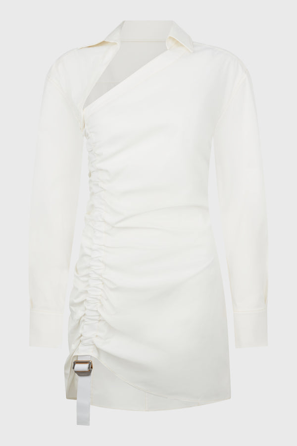 SAFETY SLIDER GATHERED DRESS IVORY