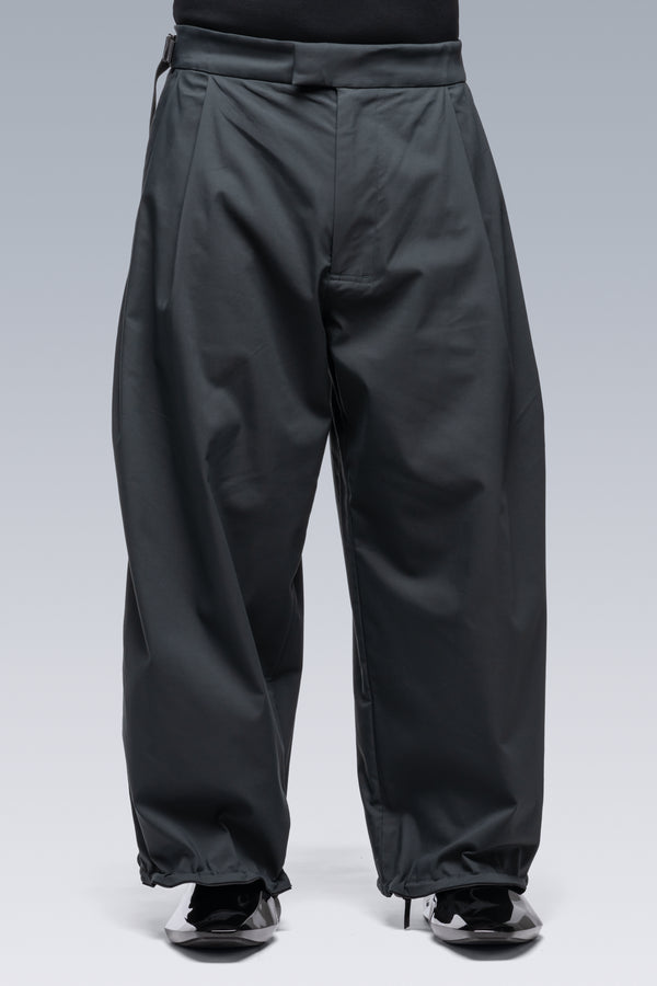 P48-CH Micro Twill Pleated Trouser - Schwarzgrün