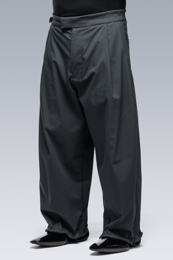 P48-CH Micro Twill Pleated Trouser - Schwarzgrün